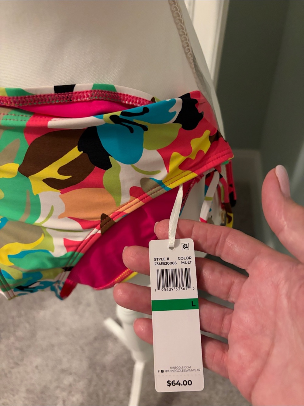 NWT Anne Cole bikini top and bottom, size L. - Picture 5 of 11